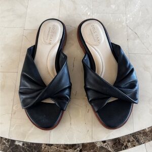 Cole Haan Women's Black Leather Slide Sandals